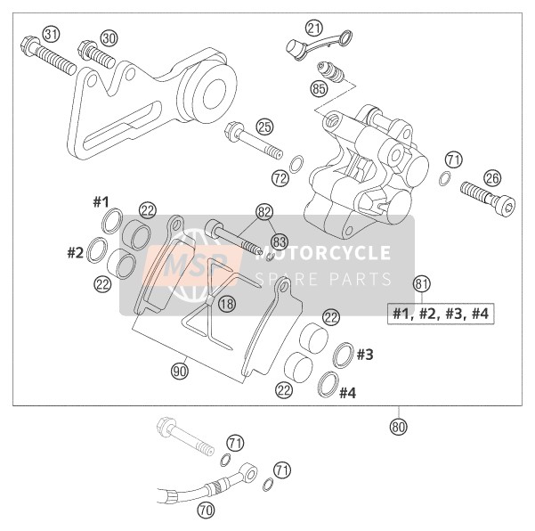 KTM 85 SX Europe 2004 Rear Brake Caliper for a 2004 KTM 85 SX Europe