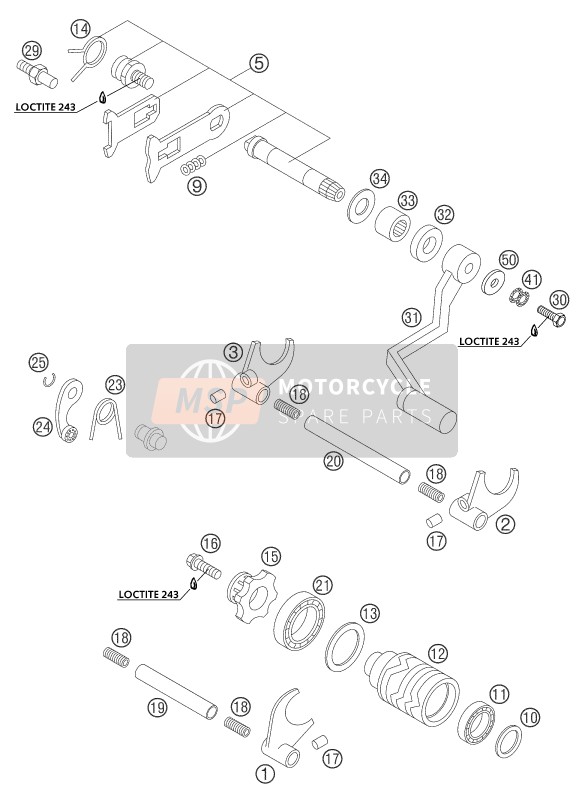 KTM 85 SX Europe (2) 2004 Mecanismo de cambio para un 2004 KTM 85 SX Europe (2)