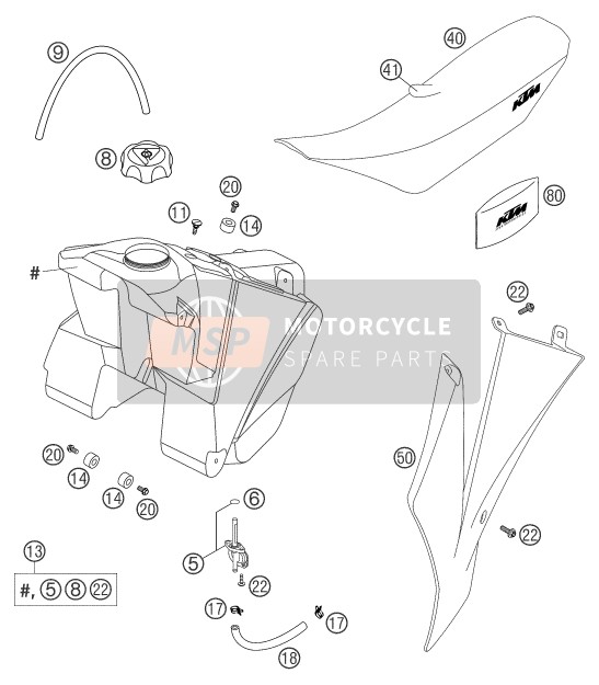 KTM 85 SX Europe (2) 2004 Réservoir, Siège pour un 2004 KTM 85 SX Europe (2)