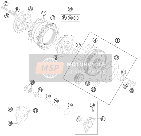 KTM 85 SXS 17/14 Europe 2012 Koppeling voor een 2012 KTM 85 SXS 17/14 Europe