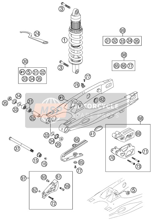 KTM 85 SXS 17/14 Europe 2012 Ammortizzatore per un 2012 KTM 85 SXS 17/14 Europe