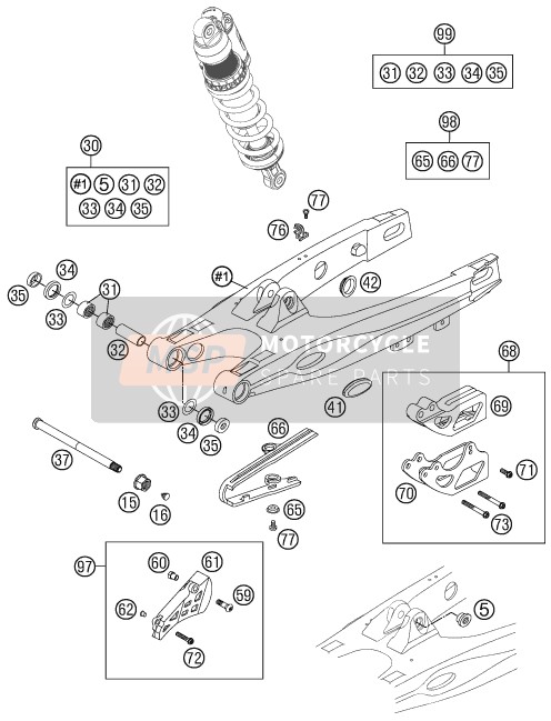 KTM 85 SXS 17/14 USA 2014 Bras oscillant pour un 2014 KTM 85 SXS 17/14 USA