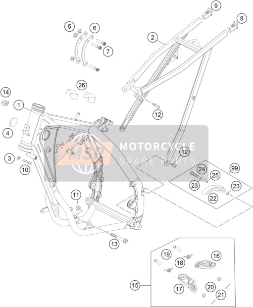KTM 85 SXS 17/14 USA 2015 Telaio per un 2015 KTM 85 SXS 17/14 USA
