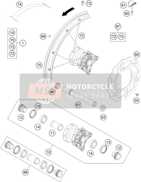 KTM 85 SXS 17/14 USA 2015 Front Wheel for a 2015 KTM 85 SXS 17/14 USA