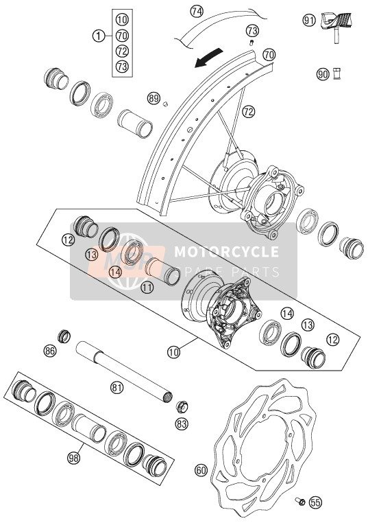 KTM 85 SXS 19/16 USA 2015 Front Wheel for a 2015 KTM 85 SXS 19/16 USA