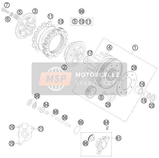 KTM 85 XC 17/14 USA 2009 Frizione per un 2009 KTM 85 XC 17/14 USA