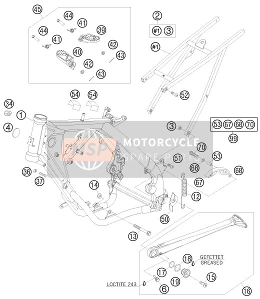 KTM 85 XC 17/14 USA 2009 Frame voor een 2009 KTM 85 XC 17/14 USA