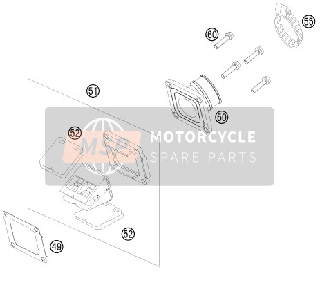 KTM 85 XC 17/14 USA 2009 Caja de válvula de láminas para un 2009 KTM 85 XC 17/14 USA