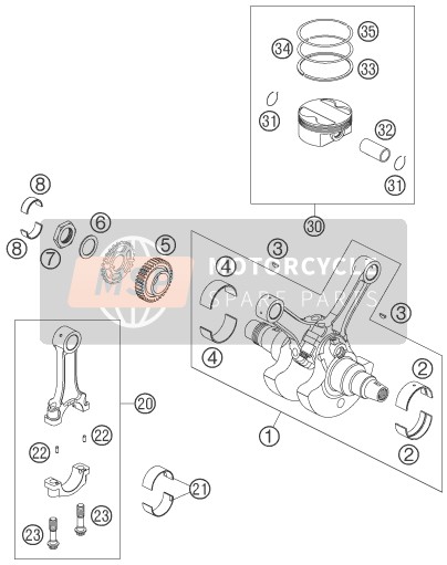 60030013200, Connecting Rod Cpl., KTM, 0