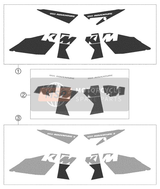KTM 950 ADVENTURE BLACK USA 2005 Calcomanía para un 2005 KTM 950 ADVENTURE BLACK USA