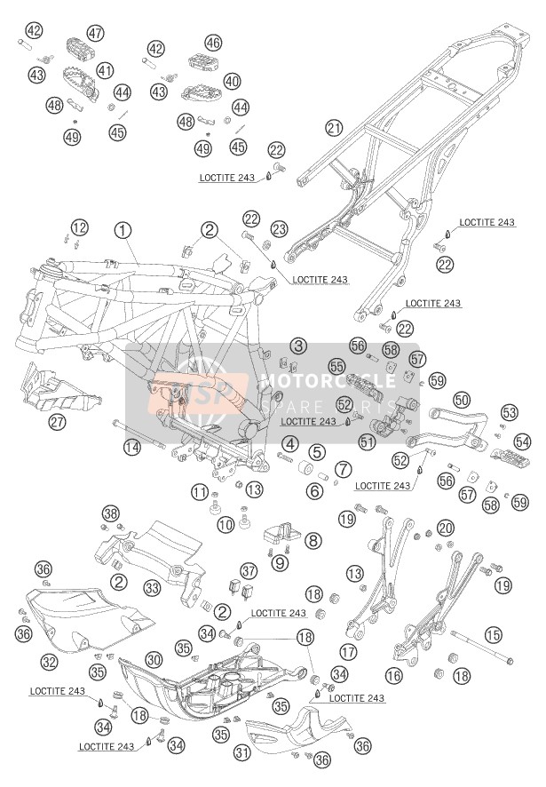 KTM 950 ADVENTURE BLACK USA 2005 Frame for a 2005 KTM 950 ADVENTURE BLACK USA