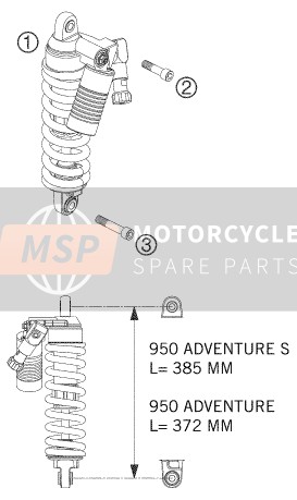 KTM 950 ADVENTURE BLACK Europe 2005 Shock Absorber for a 2005 KTM 950 ADVENTURE BLACK Europe