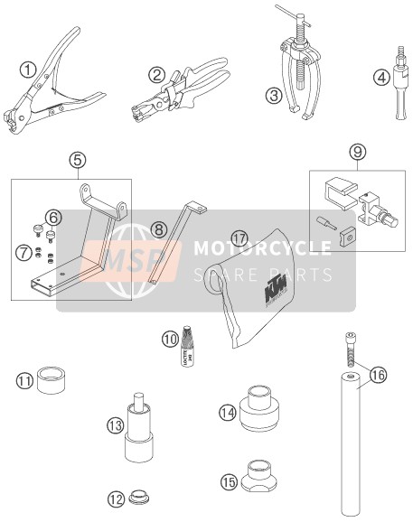 KTM 950 ADVENTURE BLACK USA 2006 Special Tools for a 2006 KTM 950 ADVENTURE BLACK USA