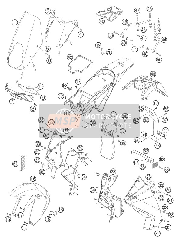 KTM 950 ADVENTURE BLACK LOW Europe 2004 Mask, Fenders for a 2004 KTM 950 ADVENTURE BLACK LOW Europe