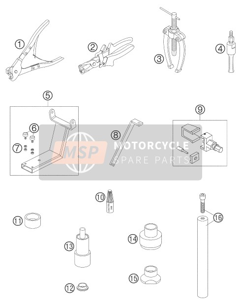 KTM 950 ADVENTURE BLACK LOW USA 2004 Special Tools for a 2004 KTM 950 ADVENTURE BLACK LOW USA