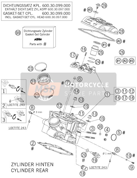 KTM 950 ADVENTURE ORANGE AU, GB 2005 Cylinder Head Rear for a 2005 KTM 950 ADVENTURE ORANGE AU, GB