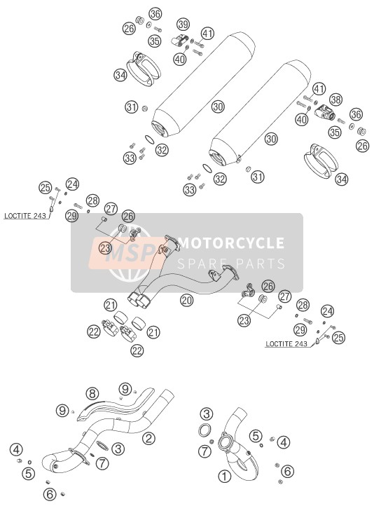 KTM 950 ADVENTURE ORANGE USA 2005 Exhaust System for a 2005 KTM 950 ADVENTURE ORANGE USA