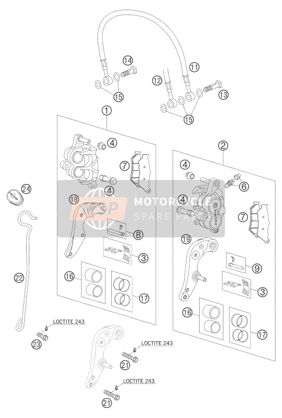 KTM 950 ADVENTURE ORANGE AU, GB 2005 Front Brake Caliper for a 2005 KTM 950 ADVENTURE ORANGE AU, GB