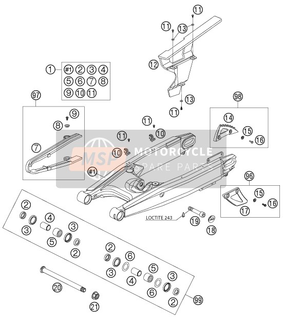 KTM 950 ADVENTURE ORANGE AU, GB 2005 Swing Arm for a 2005 KTM 950 ADVENTURE ORANGE AU, GB