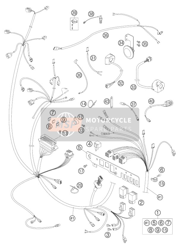 KTM 950 ADVENTURE ORANGE AU, GB 2005 Wiring Harness for a 2005 KTM 950 ADVENTURE ORANGE AU, GB