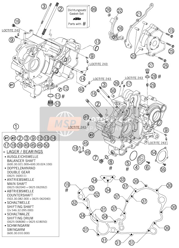 KTM 950 ADVENTURE ORANGE USA 2006 Caja del motor para un 2006 KTM 950 ADVENTURE ORANGE USA