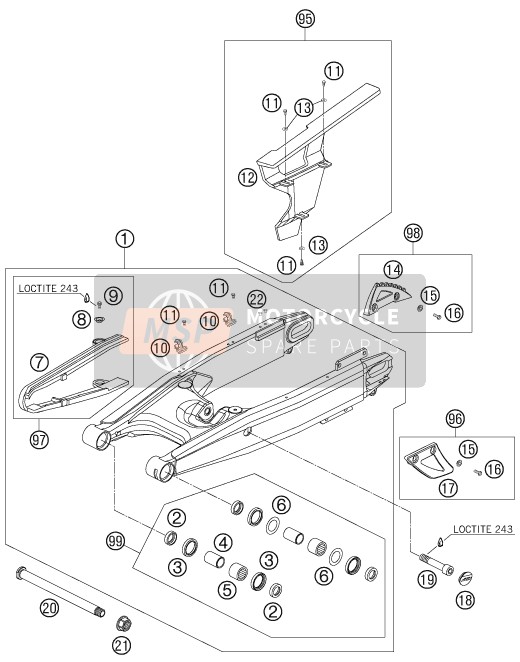 KTM 950 ADVENTURE ORANGE USA 2006 Swing Arm for a 2006 KTM 950 ADVENTURE ORANGE USA