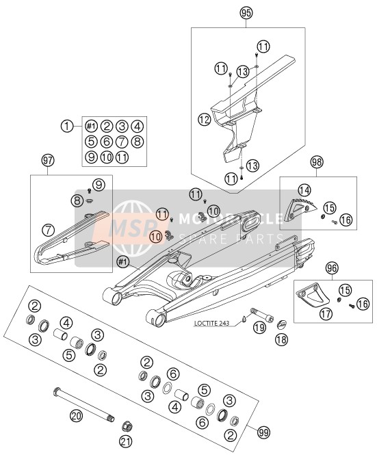 54611076000, Guida Tubo Freno Post., KTM, 0