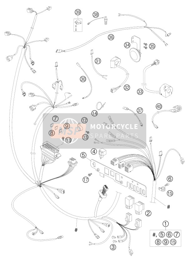 KTM 950 ADVENTURE ORANGE LOW Europe 2003 Wiring Harness for a 2003 KTM 950 ADVENTURE ORANGE LOW Europe