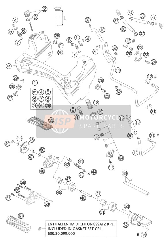 KTM 950 ADVENTURE ORANGE LOW USA 2004 Lubricating System for a 2004 KTM 950 ADVENTURE ORANGE LOW USA