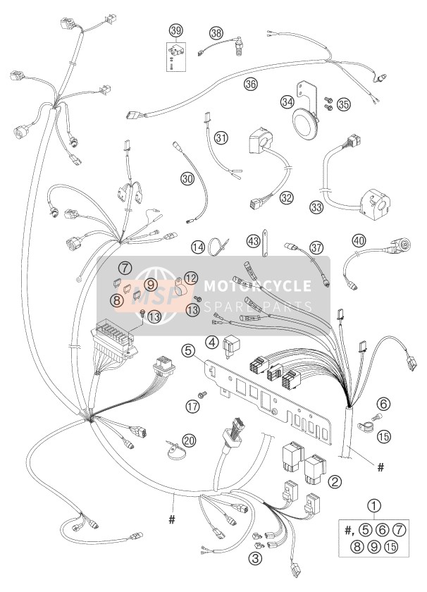 KTM 950 ADVENTURE ORANGE LOW AU, GB 2004 Wiring Harness for a 2004 KTM 950 ADVENTURE ORANGE LOW AU, GB