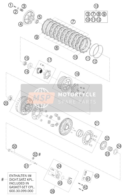 KTM 950 ADVENTURE S AU, GB 2005 Clutch for a 2005 KTM 950 ADVENTURE S AU, GB