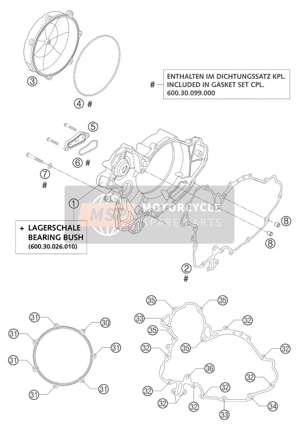 KTM 950 ADVENTURE S ORANGE USA 2003 Koppelingsdeksel voor een 2003 KTM 950 ADVENTURE S ORANGE USA
