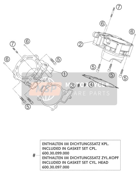 KTM 950 ADVENTURE SILVER Europe 2003 Cylinder for a 2003 KTM 950 ADVENTURE SILVER Europe