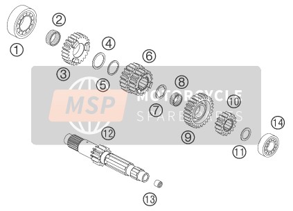 KTM 950 ADVENTURE SILVER Australia 2003 Transmission I - Main Shaft for a 2003 KTM 950 ADVENTURE SILVER Australia