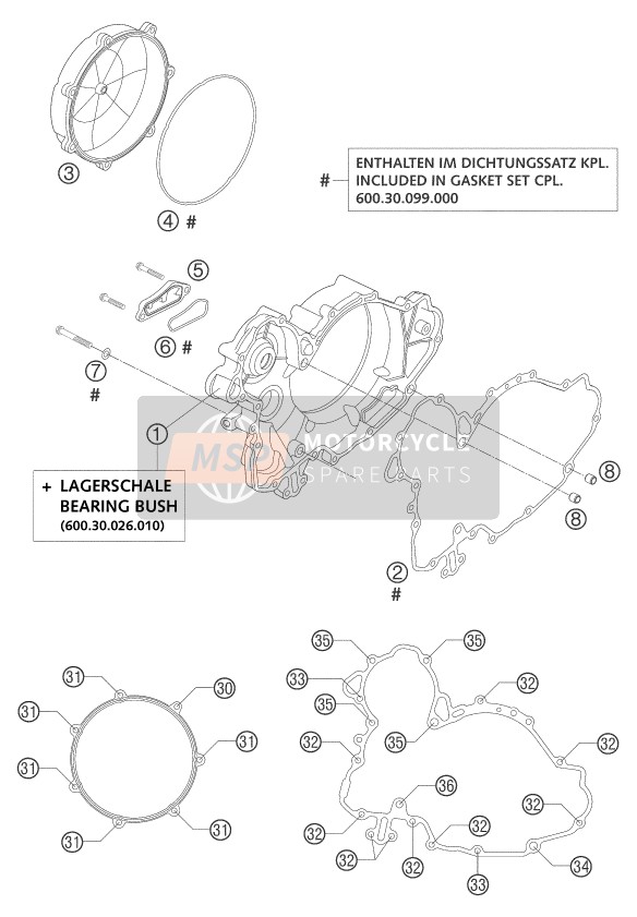 KTM 950 ADVENTURE SILVER USA 2003 Clutch Cover for a 2003 KTM 950 ADVENTURE SILVER USA