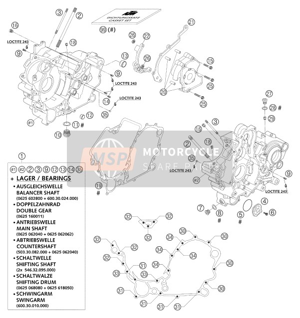 KTM 950 ADVENTURE SILVER LOW Europe 2004 Boîtier moteur pour un 2004 KTM 950 ADVENTURE SILVER LOW Europe