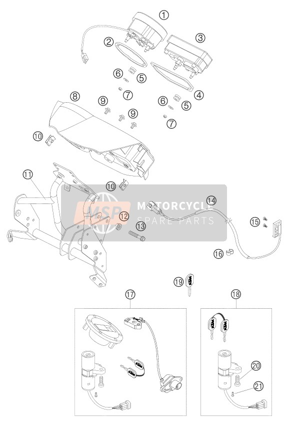 KTM 950 ADVENTURE SILVER LOW AU, GB 2004 Instrumenten / Slotsysteem voor een 2004 KTM 950 ADVENTURE SILVER LOW AU, GB