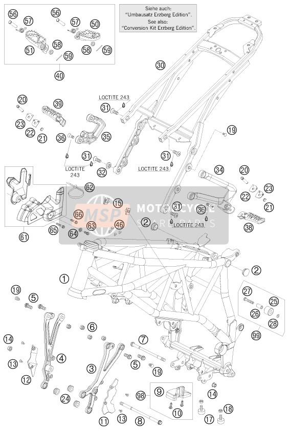 78003040050, Footrest L/s 08, KTM, 2