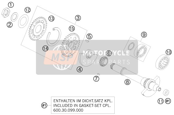 KTM 950 SUPER ENDURO R AU, GB 2008 Arbre d'équilibrage pour un 2008 KTM 950 SUPER ENDURO R AU, GB