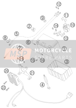 KTM 950 SUPER ENDURO R Europe 2008 Battery for a 2008 KTM 950 SUPER ENDURO R Europe