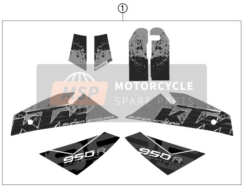 KTM 950 SUPER ENDURO R Europe 2008 Decal for a 2008 KTM 950 SUPER ENDURO R Europe