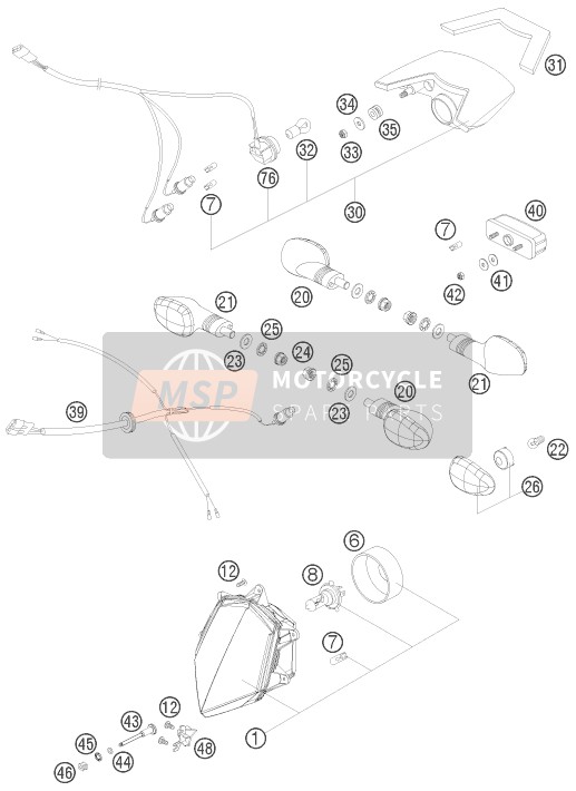 KTM 950 SUPER ENDURO R AU, GB 2008 Lighting System for a 2008 KTM 950 SUPER ENDURO R AU, GB