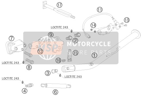 KTM 950 SUPER ENDURO R AU, GB 2008 SEITENSTÄNDER/STÄNDER MITTE für ein 2008 KTM 950 SUPER ENDURO R AU, GB