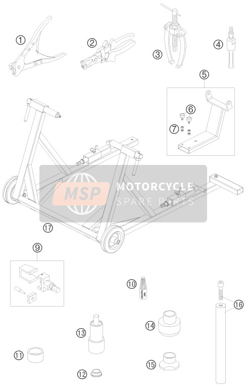 KTM 950 SUPER ENDURO R Europe 2008 Special Tools for a 2008 KTM 950 SUPER ENDURO R Europe