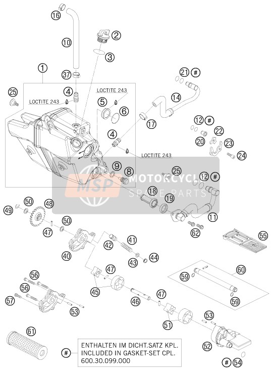 KTM 950 SUPER ENDURO R USA 2009 Sistema de lubricación para un 2009 KTM 950 SUPER ENDURO R USA