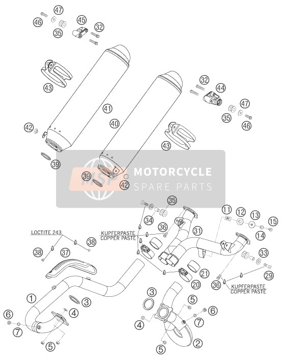 62505083000, Geluiddemper R/s 05, KTM, 0