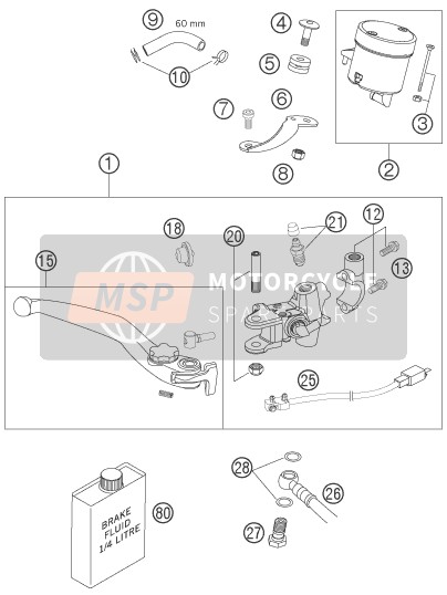 KTM 950 SUPERMOTO BLACK AU, GB 2007 Front Brake Control for a 2007 KTM 950 SUPERMOTO BLACK AU, GB