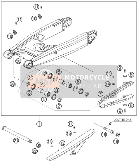 KTM 950 SUPERMOTO BLACK AU, GB 2007 Swing Arm for a 2007 KTM 950 SUPERMOTO BLACK AU, GB