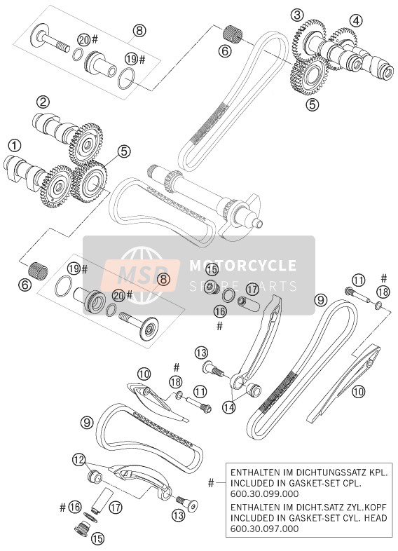 KTM 950 SUPERMOTO BLACK AU, GB 2007 Timing Drive for a 2007 KTM 950 SUPERMOTO BLACK AU, GB