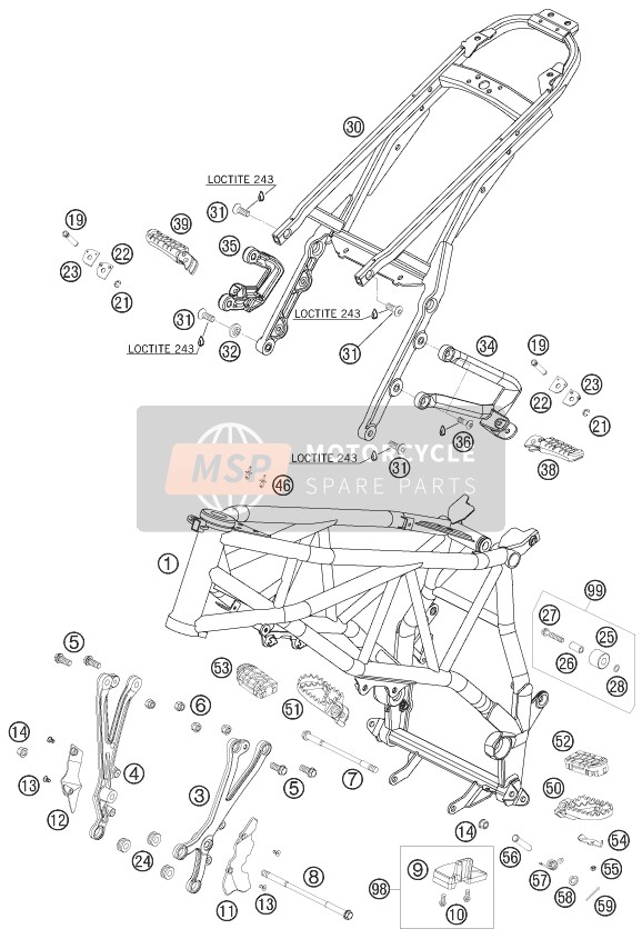 KTM 950 SUPERMOTO ORANGE Europe 2006 Frame for a 2006 KTM 950 SUPERMOTO ORANGE Europe